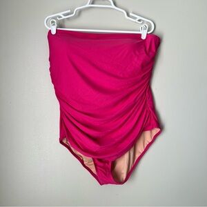 J.Crew Women’s Hot Pink Ruched One Piece Swimsuit Size 20 New